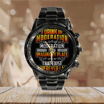 Discover Alcohol Partying Vodka Disco Calendar Steel Band Watch