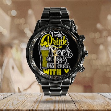 Discover Alcohol Beer Disco Calendar Steel Band Watch