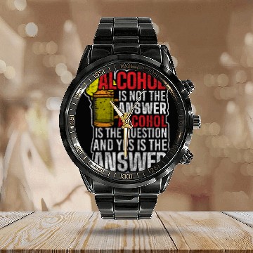 Discover Alcohol Wine Beer Beer Bottle Calendar Steel Band Watch