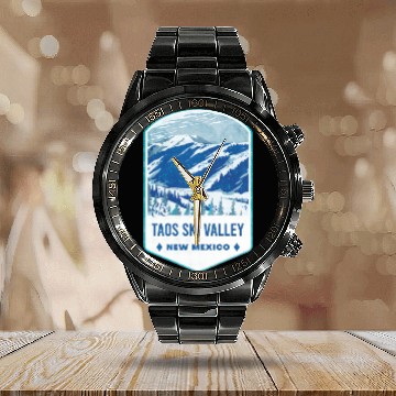 Discover Ski Taos Valley New Mexico Calendar Steel Band Watch