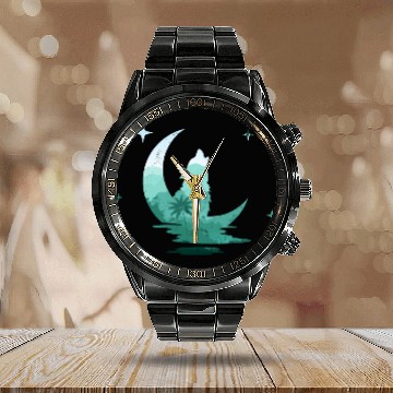 Discover Howling Wolf Nature Lover Calendar Steel Band Watch