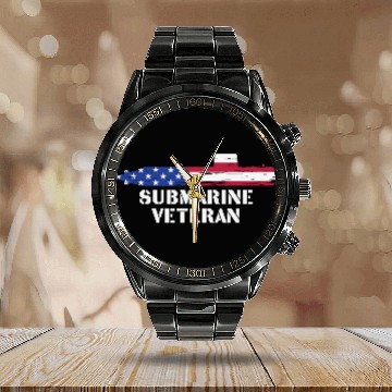 Discover Submarine Veteran Submariner US Military Calendar Steel Band Watch