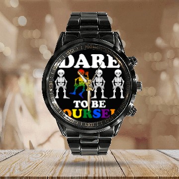 Discover Dare To Be Yourself Calendar Steel Band Watch Cute LGBTQ Pride