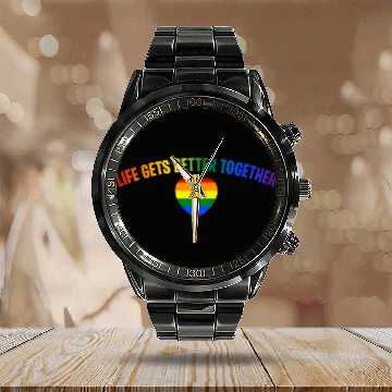 Discover Life Gets Better Together Calendar Steel Band Watch LGBTQ Gay Pride