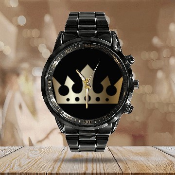 Discover VIP golden crown king gold vector image monarch Calendar Steel Band Watch