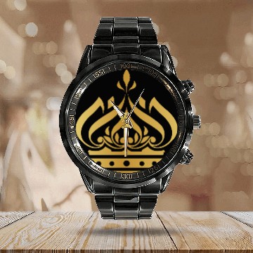 Discover Golden crown king vip gold vector image logo Calendar Steel Band Watch