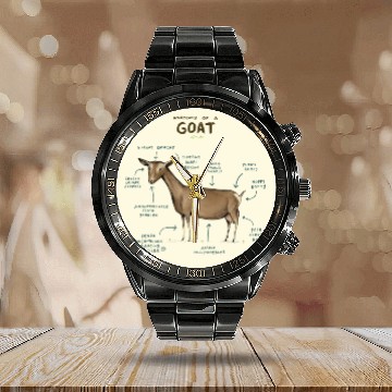 Discover anatomy of a goat greeting card Calendar Steel Band Watch