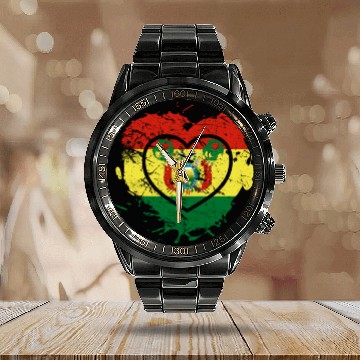 Discover I Love Bolivia, I Love Football Calendar Steel Band Watch