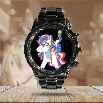 Discover Funny Unicorn Calendar Steel Band Watch