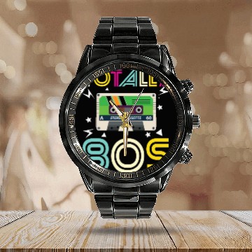 Discover Totally 80s Retro Music Cassette Tape Calendar Steel Band Watch