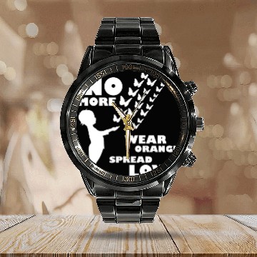Discover wear orange spread love anti gun violence Calendar Steel Band Watch