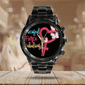 Discover Focused Fierce Fabulous sublimation Calendar Steel Band Watch