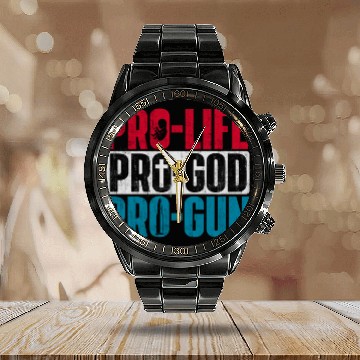 Discover Pro-Life Pro-God Pro-Gun Unborn Anti-Abortion Calendar Steel Band Watch