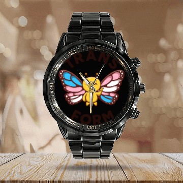 Discover Transgender Monarch Butterfly Trans Form Kawaii Calendar Steel Band Watch
