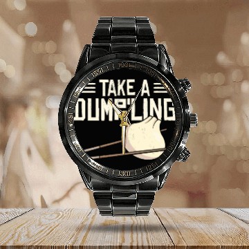 Discover Dumpling Asian Food Chinese Food Fan Calendar Steel Band Watch