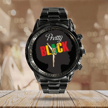 Discover Juneteenth Day 1865, Pretty Black, Freedom Day Calendar Steel Band Watch