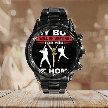 Discover Son Baseball Catcher Pitcher Batter Dad Mom Calendar Steel Band Watch