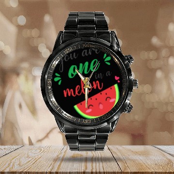 Discover you are one in a melon- cute watermelon Calendar Steel Band Watch