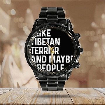 Discover I Like Tibetan Terrier And Maybe 3 People Dog Calendar Steel Band Watch