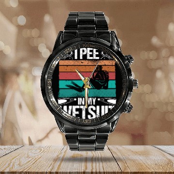 Discover Scuba Diver I pee in my Wetsuit Funny Scuba Diving Calendar Steel Band Watch