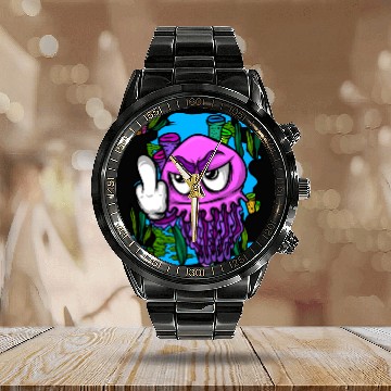 Discover Jelly Fish Middle Finger Jellyfish Calendar Steel Band Watch