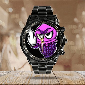 Discover Jelly Fish Middle Finger Jellyfish Calendar Steel Band Watch