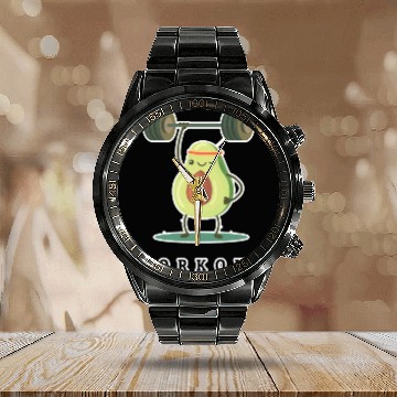 Discover Workout Avocado cartoon Calendar Steel Band Watch