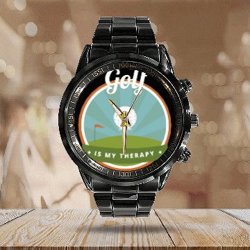 Discover Funny Golf Is My Therapy Golfing Dad Fathers Day Calendar Steel Band Watch