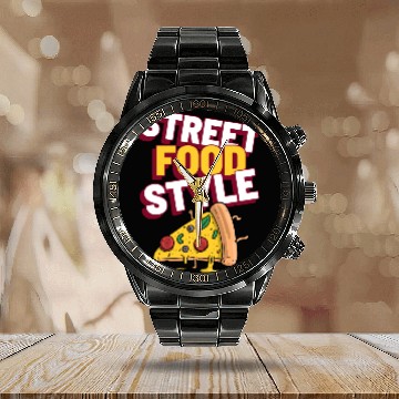 Discover Street food style Calendar Steel Band Watch