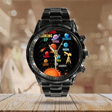 Discover Telescope Solar System Planets Astronomy Lover Calendar Steel Band Watch