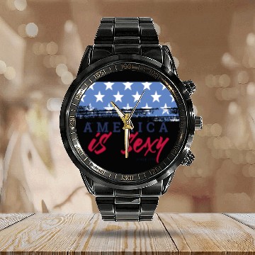 Discover America is sexy Calendar Steel Band Watch