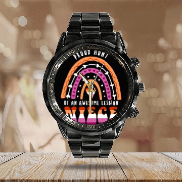 Discover Proud Aunt Awesome Lesbian Niece Calendar Steel Band Watch