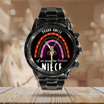 Discover Rainbow Uncle Lesbian Niece Calendar Steel Band Watch