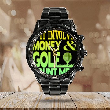 Discover Money and golf Calendar Steel Band Watch