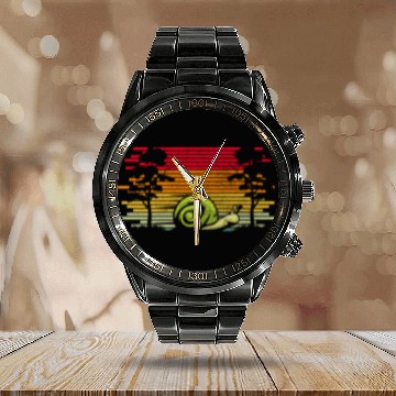 Discover Retro Snail Nature Biology Snail Lover Calendar Steel Band Watch
