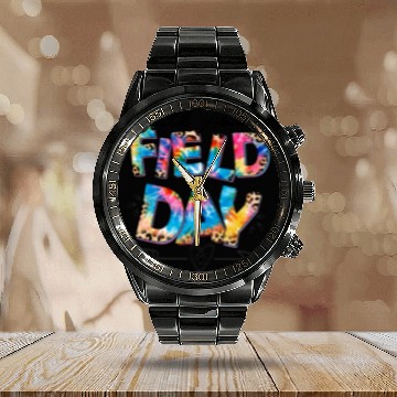 Discover Tie dye leopard Wild About Field Day Teacher Kids Calendar Steel Band Watch