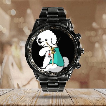 Discover I Love Mom Tattoo Bichon Frise Calendar Steel Band Watch