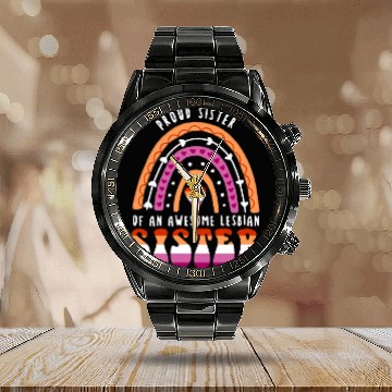Discover Proud Sister Awesome Lesbian Sister Calendar Steel Band Watch