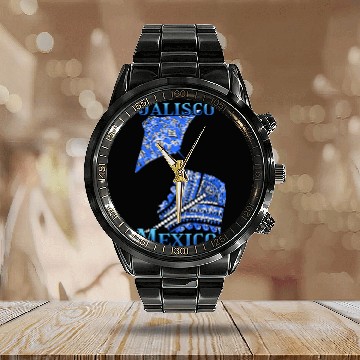 Discover Jalisco Vacation Tribal Stingrays Calendar Steel Band Watch