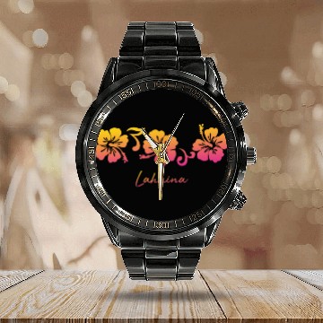 Discover Lahaina Maui Hawaii Calendar Steel Band Watch