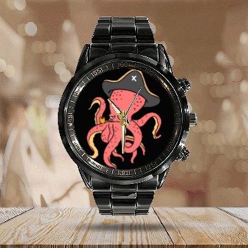 Discover Pirate Octopus For Octopus Lover Calendar Steel Band Watch