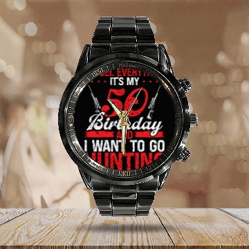 Discover 50 Year Old Hunter 50th Birthday Idea for Hunting Calendar Steel Band Watch