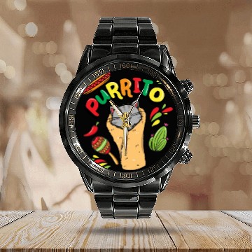 Discover PURRRITO Cat Calendar Steel Band Watch, Cat Lovers Calendar Steel Band Watch, Cat Owners