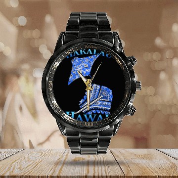 Discover Hakalau Vacation Tribal Stingrays Calendar Steel Band Watch