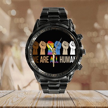 Discover We Are All Human Pride Month For Lesbian and Gays Calendar Steel Band Watch