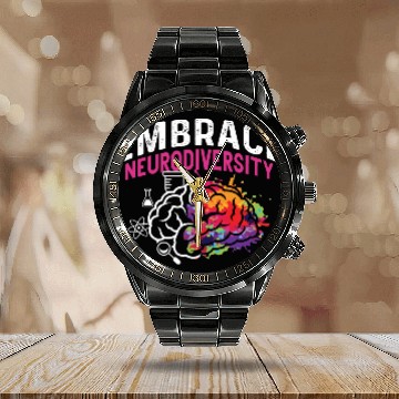 Discover Embrace Neurodiversity Psychiatrist Gift Calendar Steel Band Watch