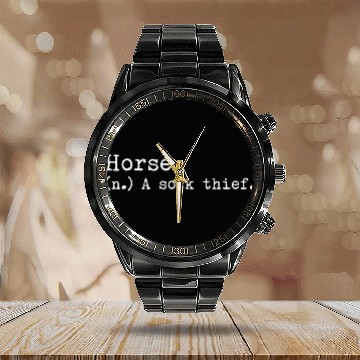 Discover A Sock Thief Horse Calendar Steel Band Watch