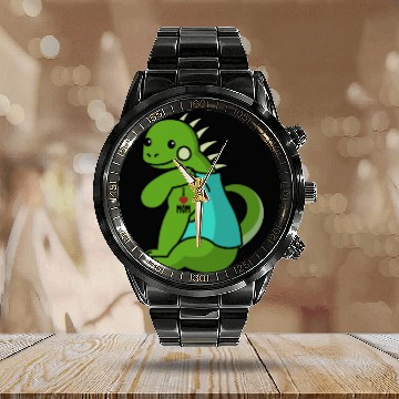 Discover I Love Mom Tattoo Iguana Reptile Calendar Steel Band Watch