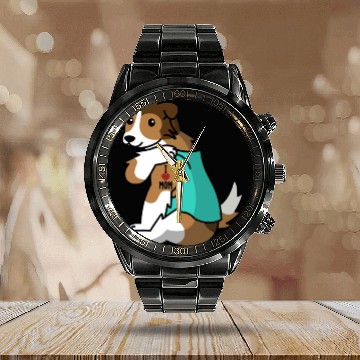 Discover I Love Mom Tattoo Shetland Sheepdog Calendar Steel Band Watch