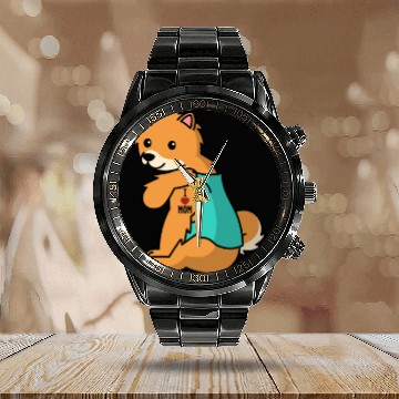 Discover I Love Mom Tattoo Pomeranian Calendar Steel Band Watch